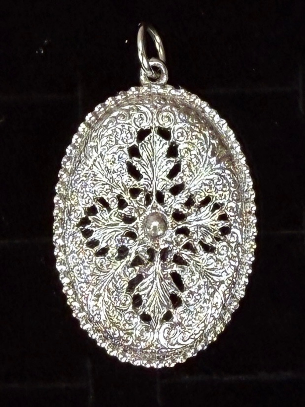 Vintage Aged Silvertone Weighted Pendant + Free 16” Black Cord Necklace